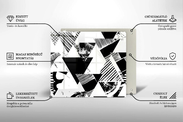 Placă sticla protectie aragaz Triunghiuri geometrice