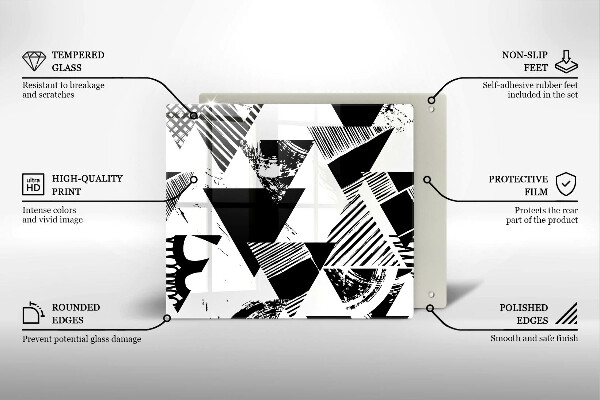 Placă sticla protectie aragaz Triunghiuri geometrice