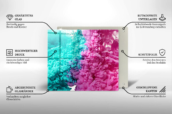 Placă sticla protectie aragaz Fum turcoaz-roz