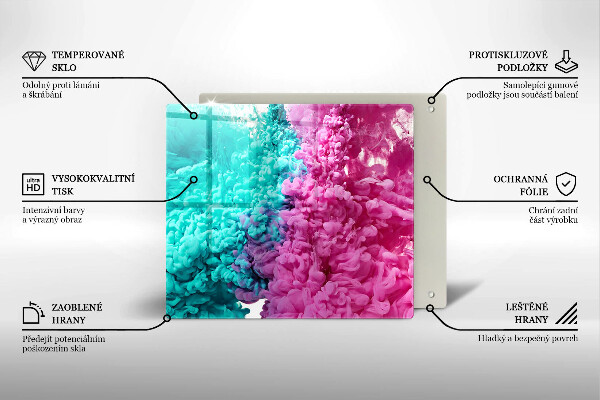 Placă sticla protectie aragaz Fum turcoaz-roz