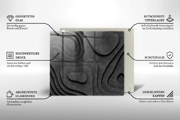 Placă protecție plita Forme de piatră 3d