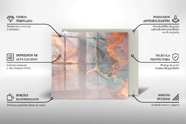 Placă sticla protectie aragaz Marmură cu aur