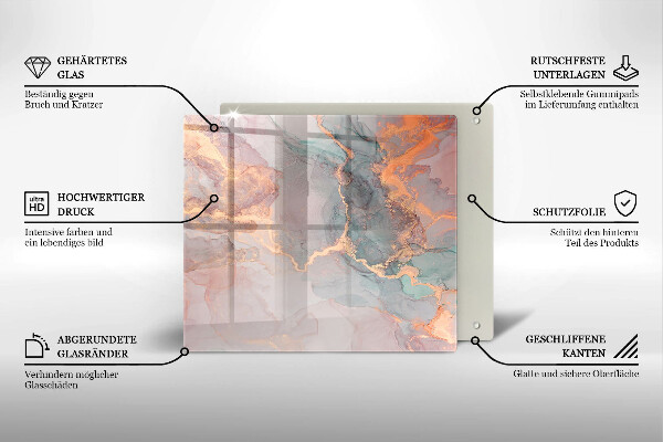 Placă sticla protectie aragaz Marmură cu aur