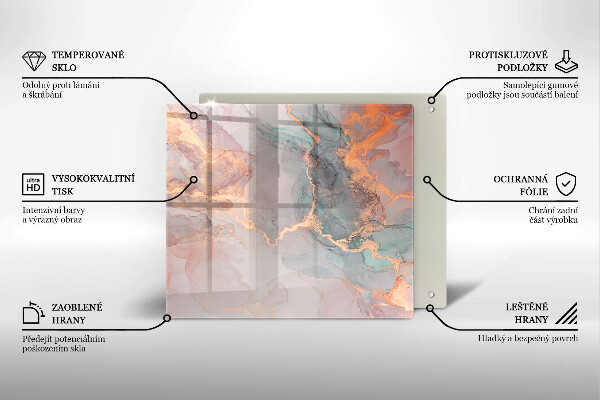 Placă sticla protectie aragaz Marmură cu aur
