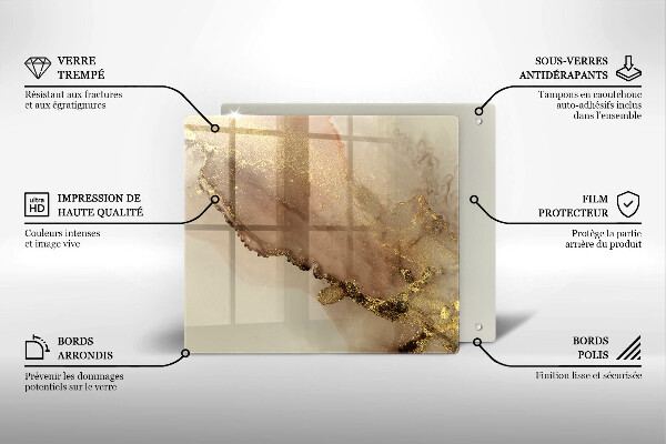 Placă sticla protectie aragaz Abstracția aurului