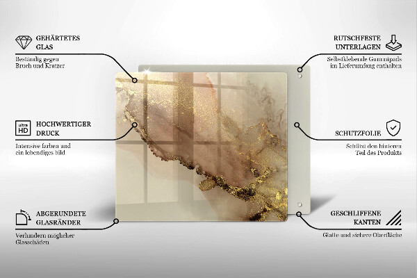 Placă sticla protectie aragaz Abstracția aurului