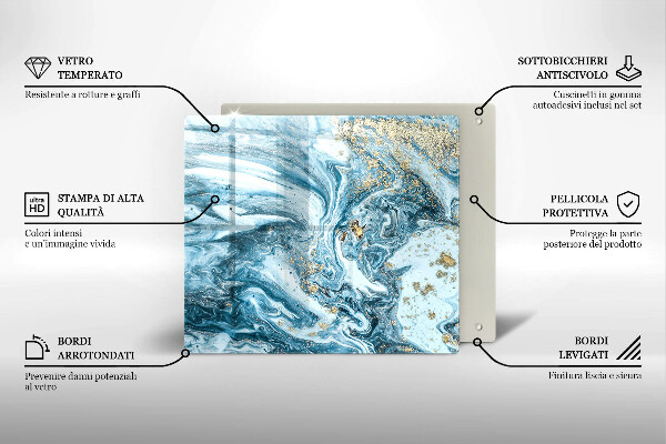 Placă sticla protectie aragaz Structură cu aur