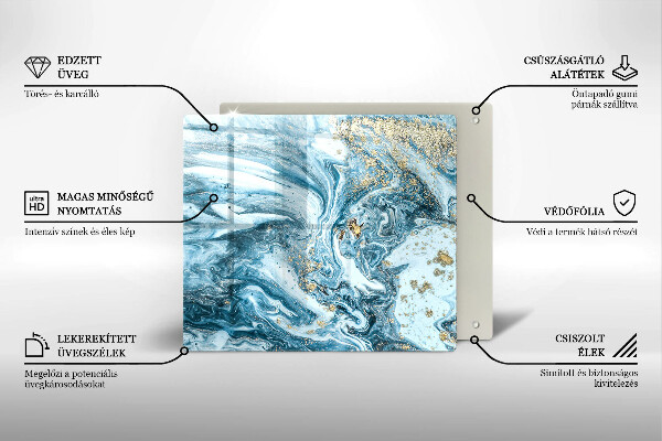 Placă sticla protectie aragaz Structură cu aur