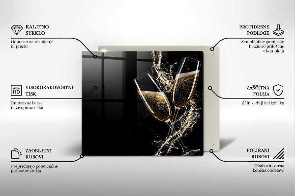 Placă sticla protectie aragaz Pahare de șampanie