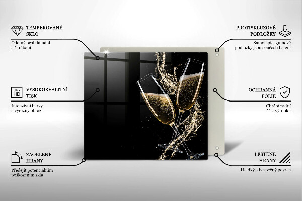 Placă sticla protectie aragaz Pahare de șampanie