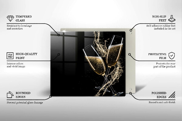 Placă sticla protectie aragaz Pahare de șampanie