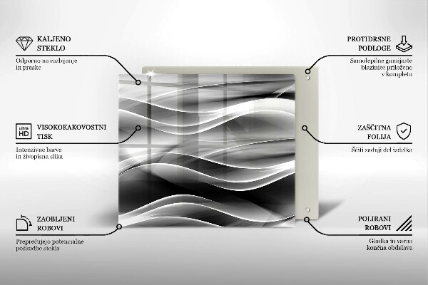 Placă sticla protectie aragaz Abstracție linii blânde