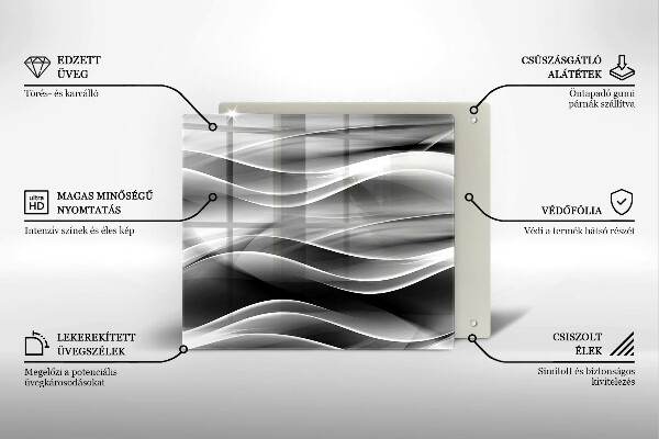 Placă sticla protectie aragaz Abstracție linii blânde