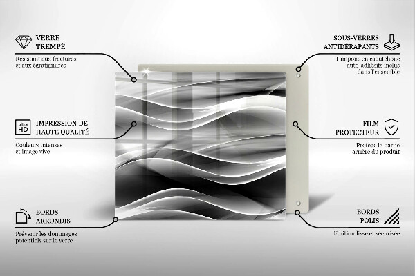 Placă sticla protectie aragaz Abstracție linii blânde