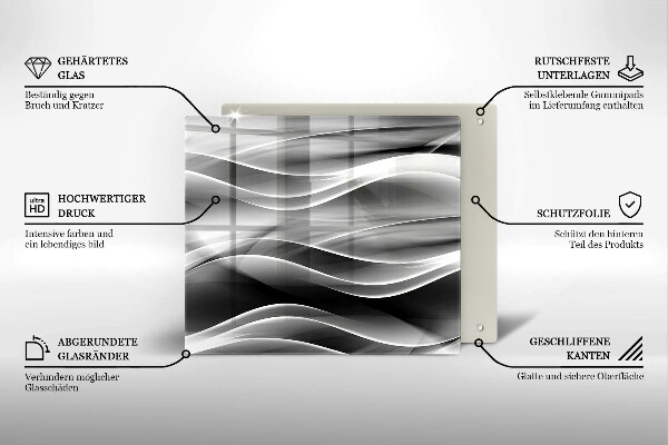 Placă sticla protectie aragaz Abstracție linii blânde