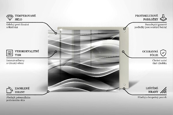 Placă sticla protectie aragaz Abstracție linii blânde