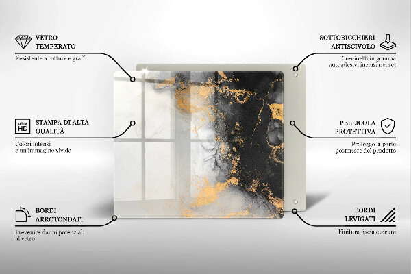 Placă sticla protectie aragaz Abstracție cu aur
