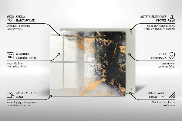 Placă sticla protectie aragaz Abstracție cu aur