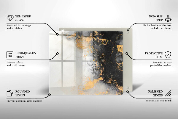 Placă sticla protectie aragaz Abstracție cu aur