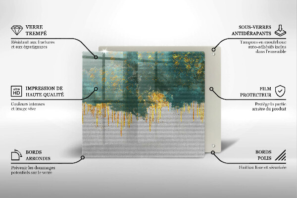 Placă sticla protectie aragaz Abstracție cu aur
