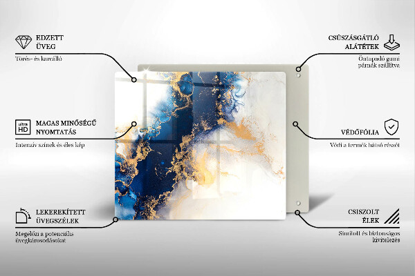 Placă sticla protectie aragaz Abstracție cu albastru