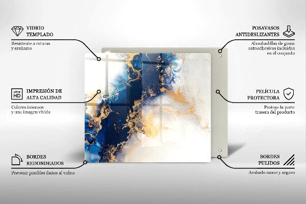 Placă sticla protectie aragaz Abstracție cu albastru