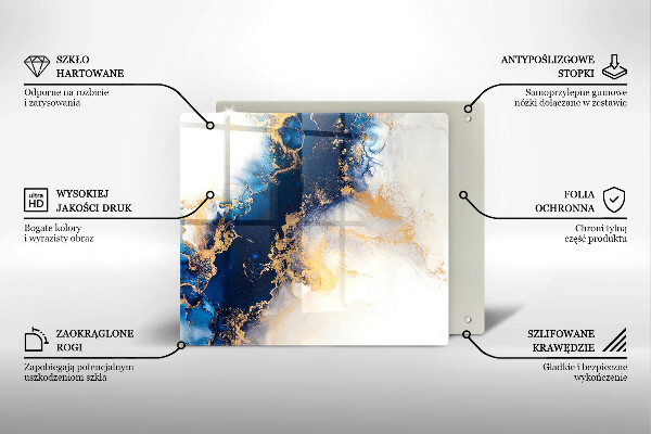 Placă sticla protectie aragaz Abstracție cu albastru