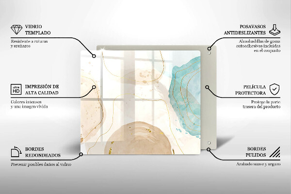 Placă sticla protectie aragaz Forme boho luminoase