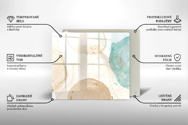 Placă sticla protectie aragaz Forme boho luminoase