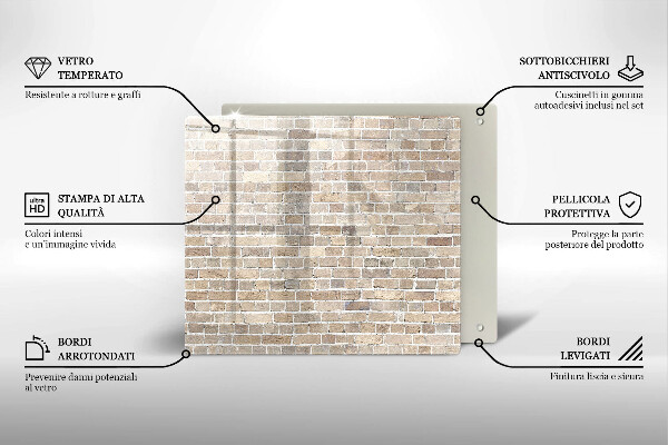 Placă sticla protectie aragaz Zid strălucitor de cărămidă