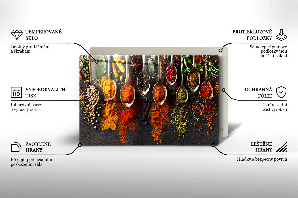 Placă din sticla protectie perete Linguri cu condimente