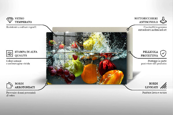 Placă sticla protectie aragaz Fructe suculente în apă
