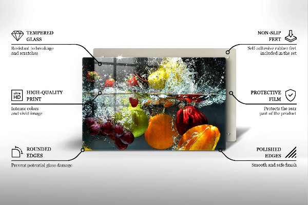 Placă sticla protectie aragaz Fructe suculente în apă