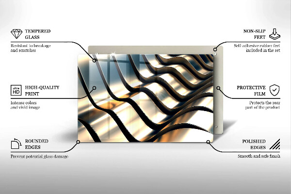 Placă sticla protectie aragaz Forme metalice 3D