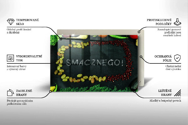 Placă din sticla protectie perete Inscripție Smacznego!