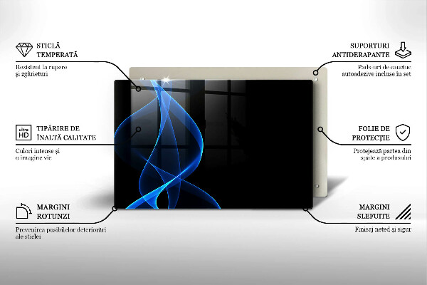 Placă din sticla protectie perete Linii albastre de fum