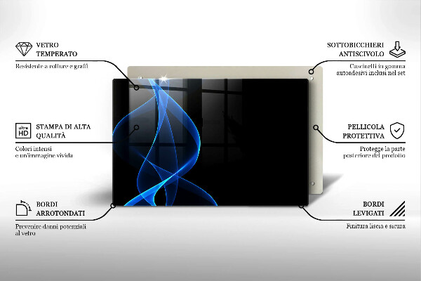 Placă din sticla protectie perete Linii albastre de fum