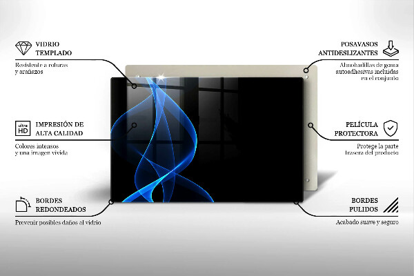 Placă din sticla protectie perete Linii albastre de fum