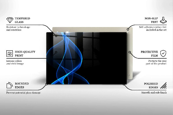 Placă din sticla protectie perete Linii albastre de fum