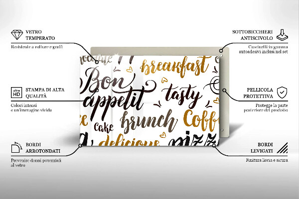 Placă din sticla protectie perete Bon appetit