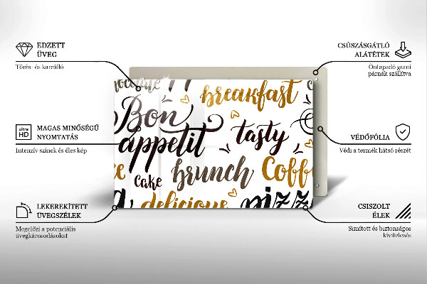 Placă din sticla protectie perete Bon appetit