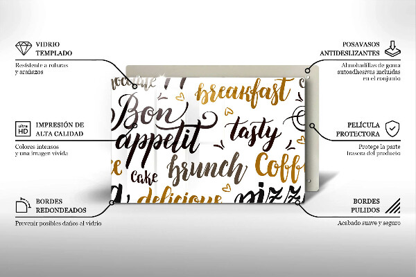 Placă din sticla protectie perete Bon appetit