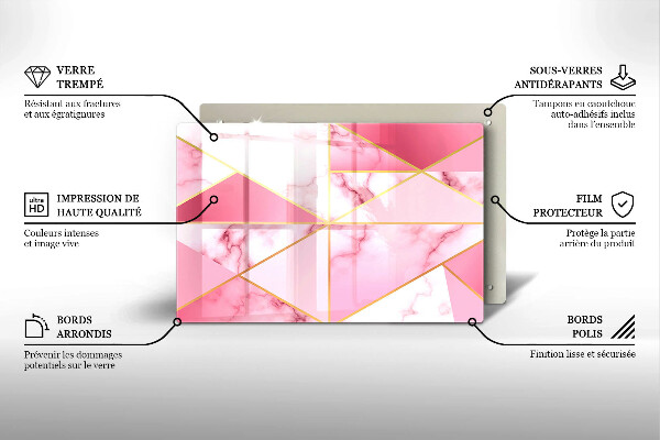 Placă sticla protectie aragaz Marmură geometrică