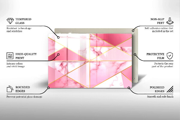 Placă sticla protectie aragaz Marmură geometrică