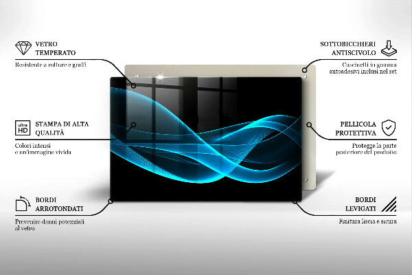 Placă sticla protectie aragaz Abstracția albastră