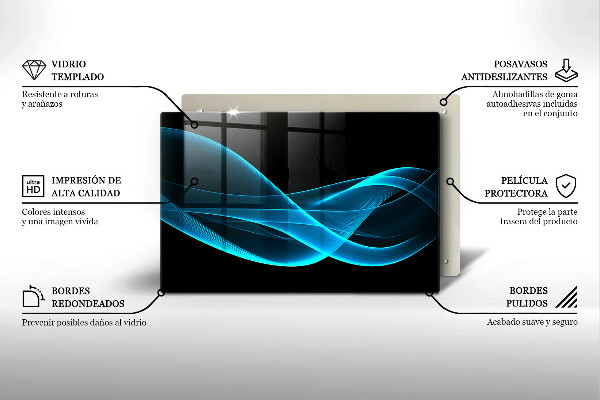Placă sticla protectie aragaz Abstracția albastră