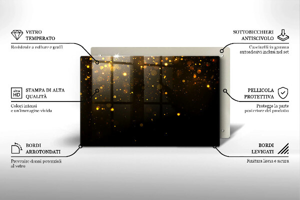 Placă din sticla protectie plita Sclipici auriu