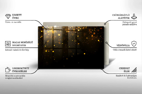 Placă din sticla protectie plita Sclipici auriu