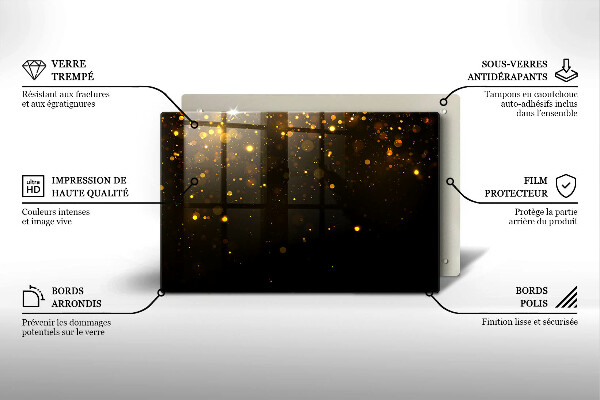 Placă din sticla protectie plita Sclipici auriu