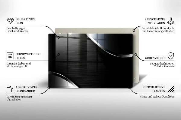 Placă sticla protectie aragaz Abstracția metalului